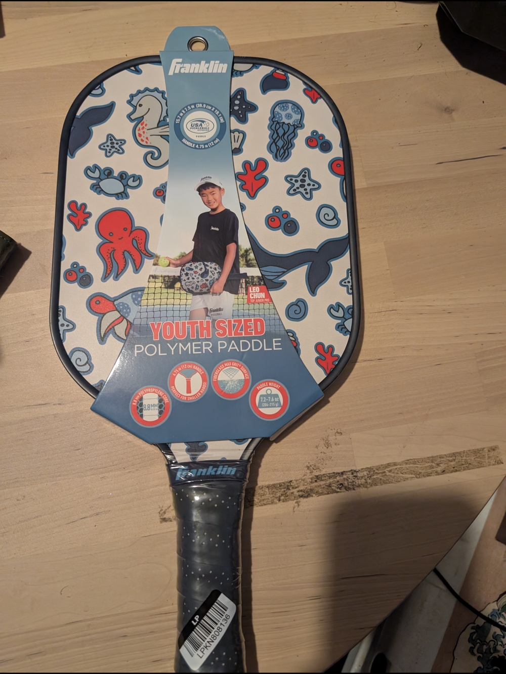 Franklin Youth Polymer Paddle - Sea Creature Print, White & Blue: Pickleball